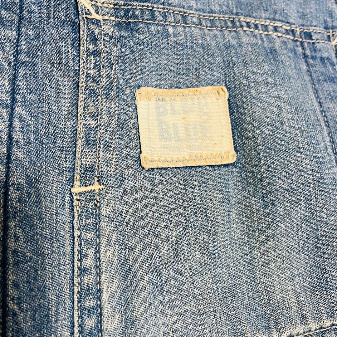 90s 00s ブルーブルー　デニムカバーオール　ブランケット　ハリラン　L
