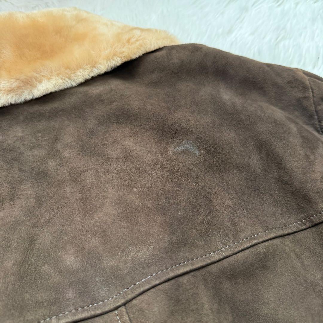 希少XLサイズ相当　レザーコート　チェスターコート　ボア裏地　スエード