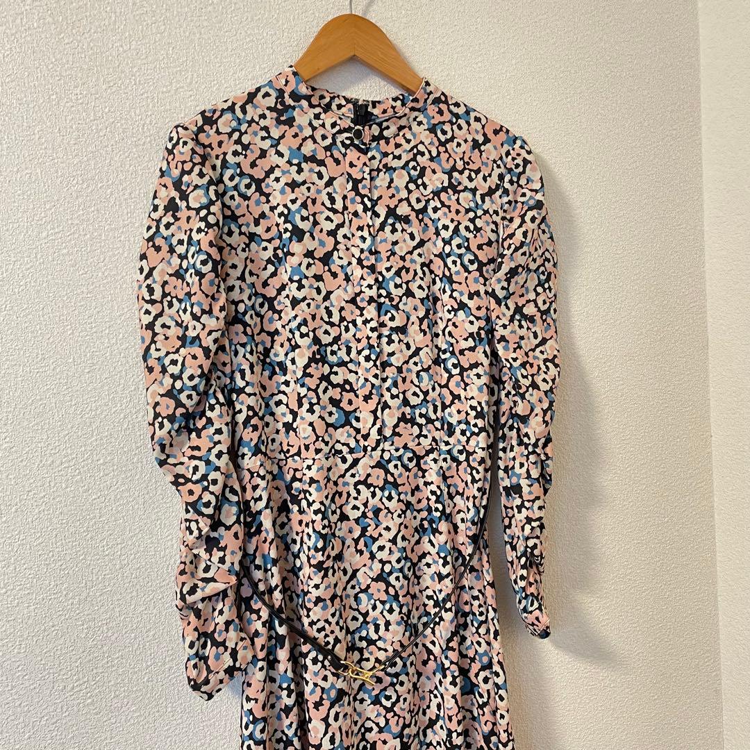 専用です　アナイ 38 レオパードフラワープリント切り替え ワンピース