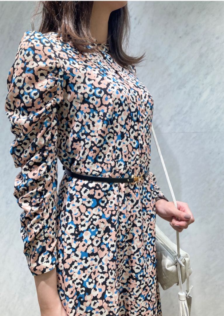 専用です　アナイ 38 レオパードフラワープリント切り替え ワンピース