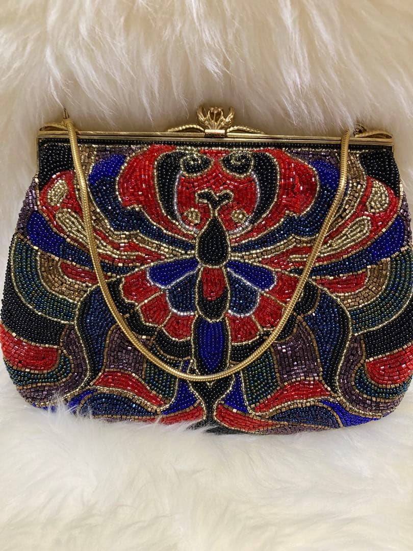 皇室御用達　はしもと　総ビーズバッグ　クラッチバッグ