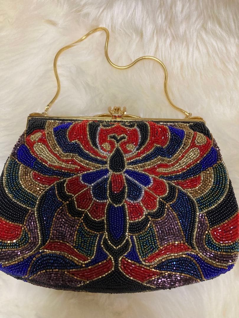皇室御用達　はしもと　総ビーズバッグ　クラッチバッグ