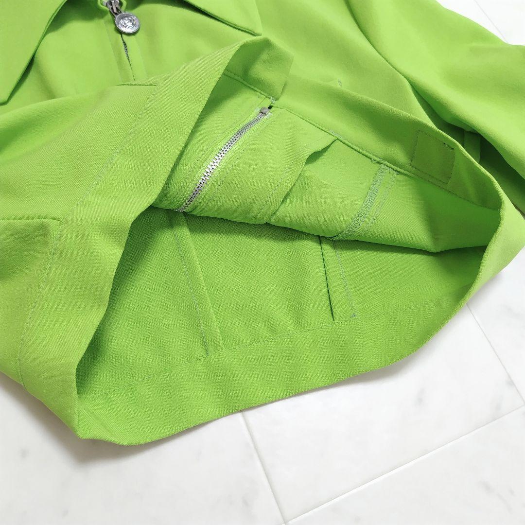 【VERSACE】ステンカラー ジャケット フロントファスナー 黄緑 ブランド