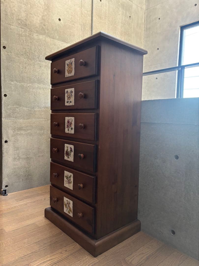 スペイン製家具・バレンシア　タイル6段チェスト　輸入品