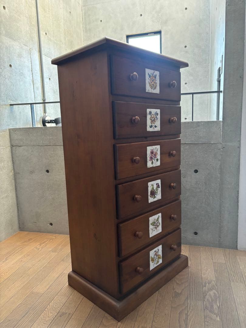 スペイン製家具・バレンシア　タイル6段チェスト　輸入品