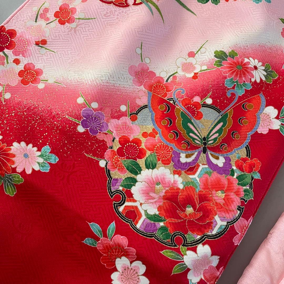 美品　七五三　3歳　正絹お着物セット　正絹ピンク被布コーデ