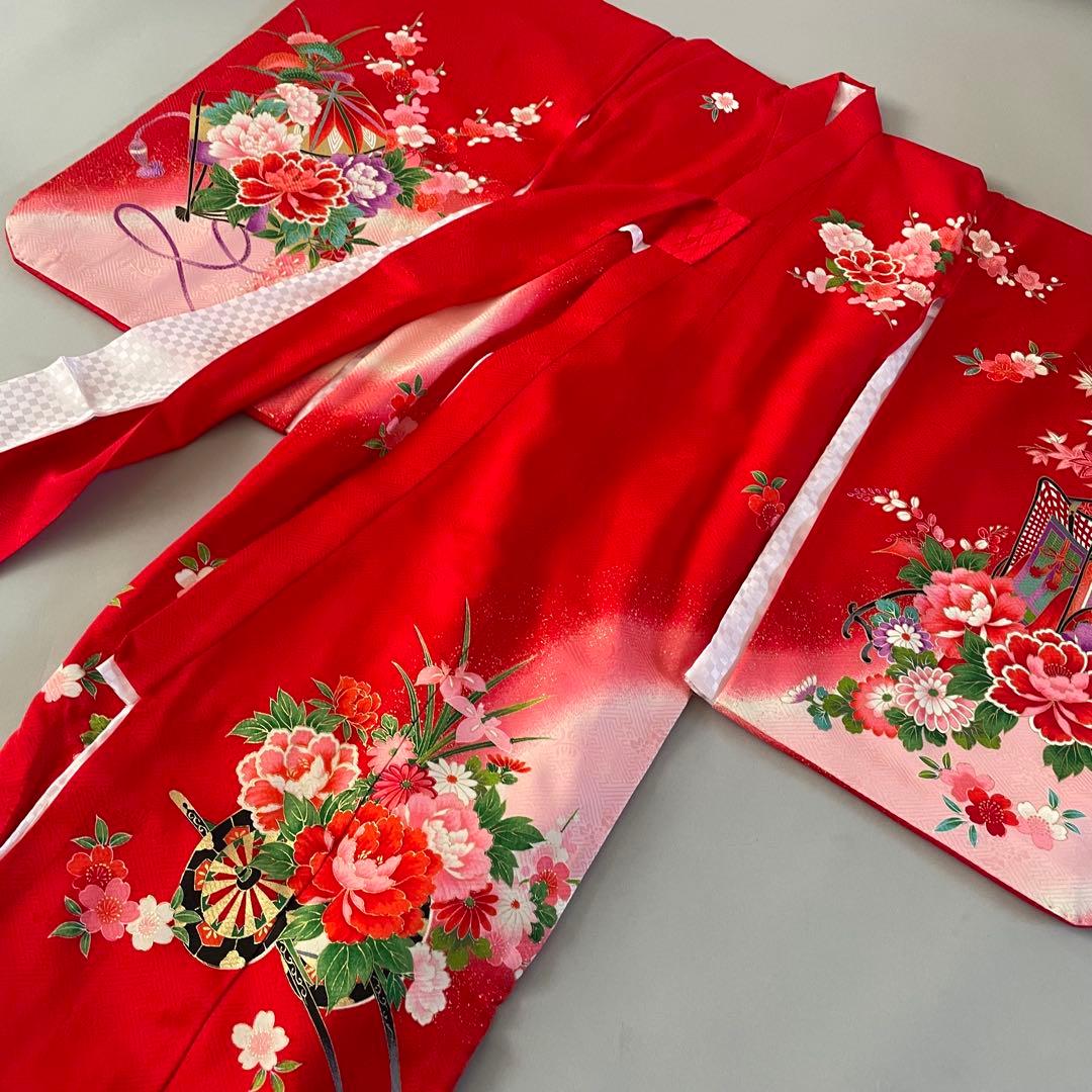 美品　七五三　3歳　正絹お着物セット　正絹ピンク被布コーデ