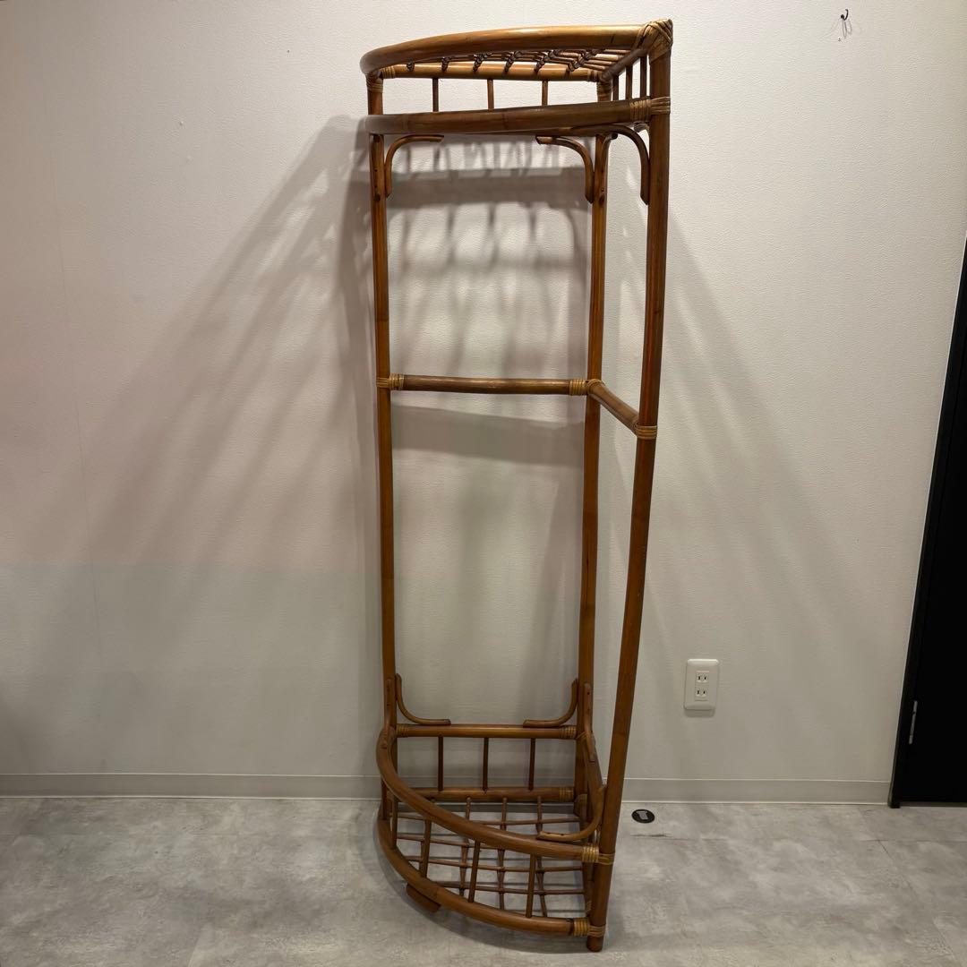 コーナーラック　ハンガーラック　ラタン　昭和レトロ