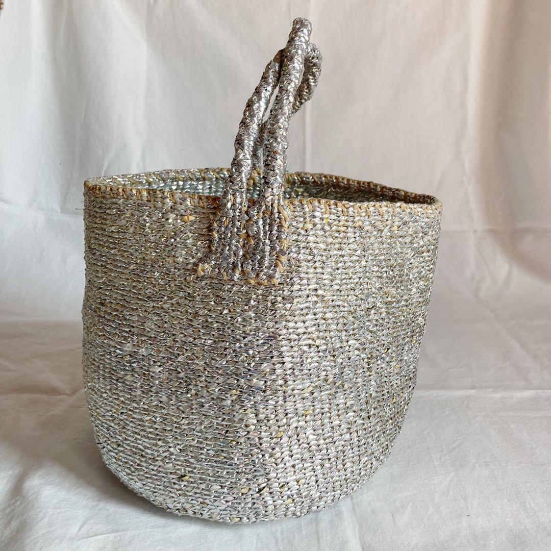 RECTANGLE シルバーバッグ かごバッグ レクタングル　スモールトート