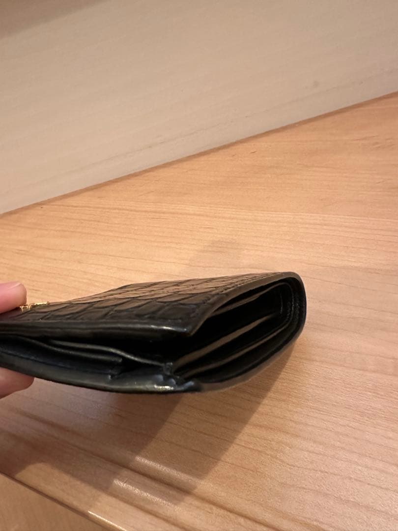 極美品✨サンローラン 二つ折り財布 クロコ型押し タイニーカサンドラ 黒YSL