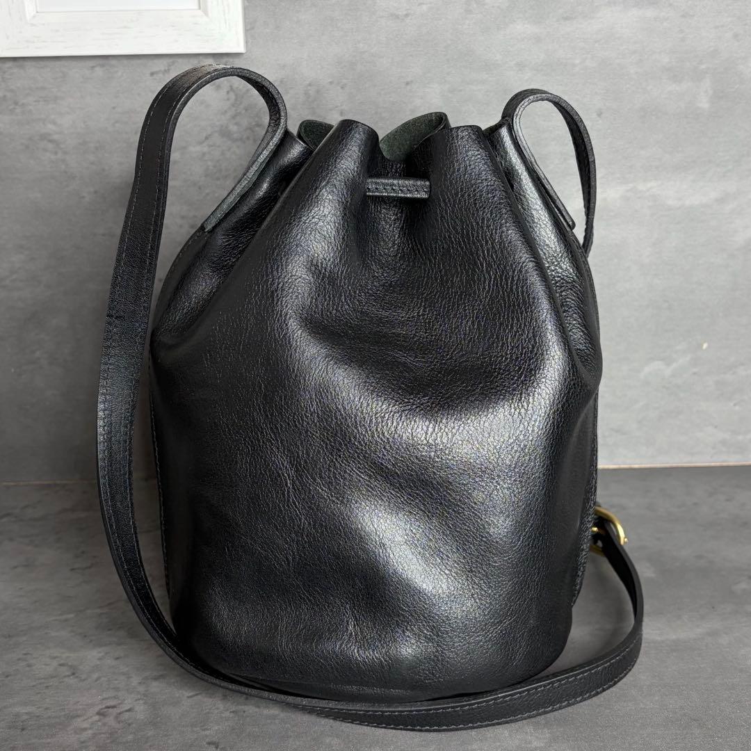 【極美品】イルビゾンテ 本革 ショルダーバッグ クロスボディ 巾着 オールレザー