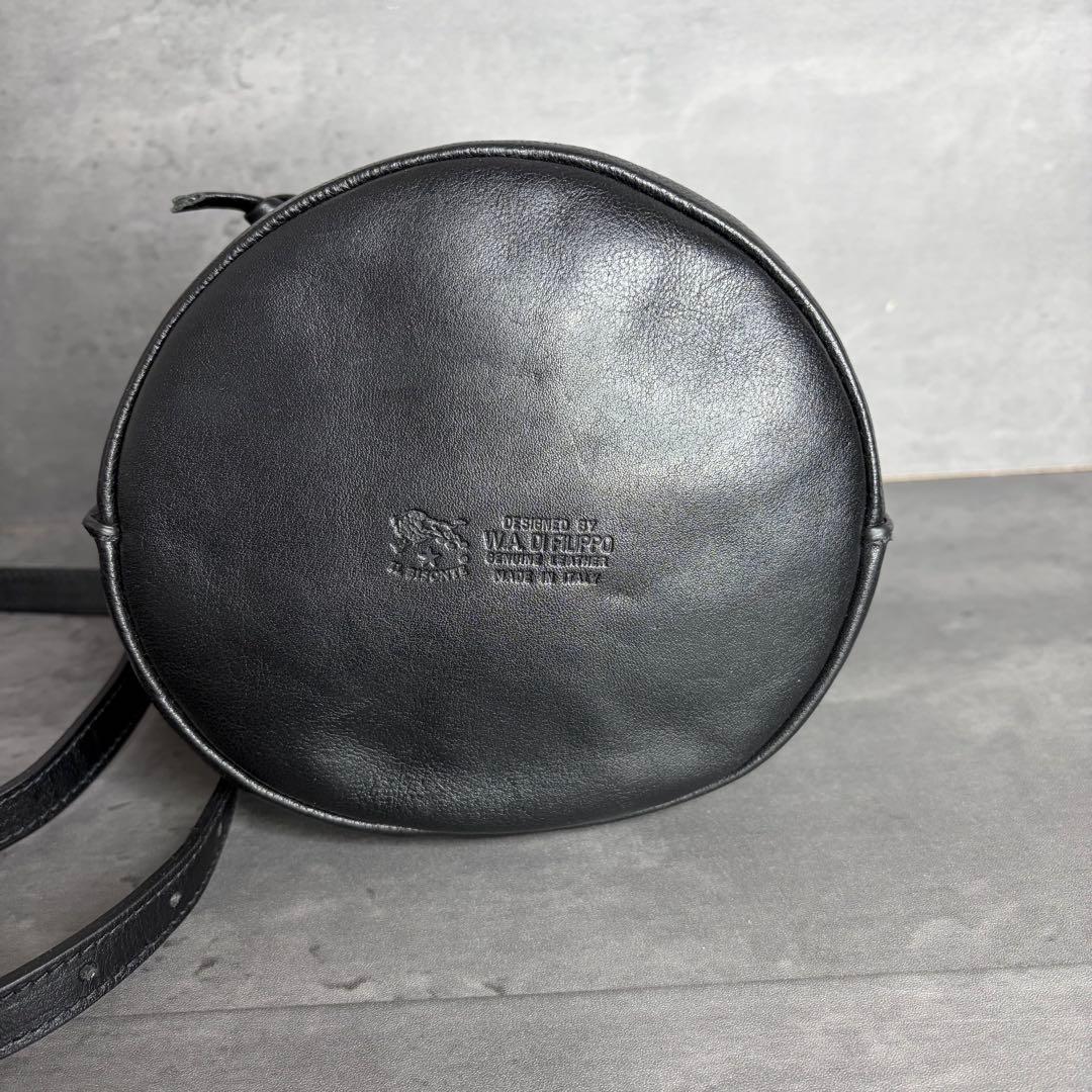 【極美品】イルビゾンテ 本革 ショルダーバッグ クロスボディ 巾着 オールレザー