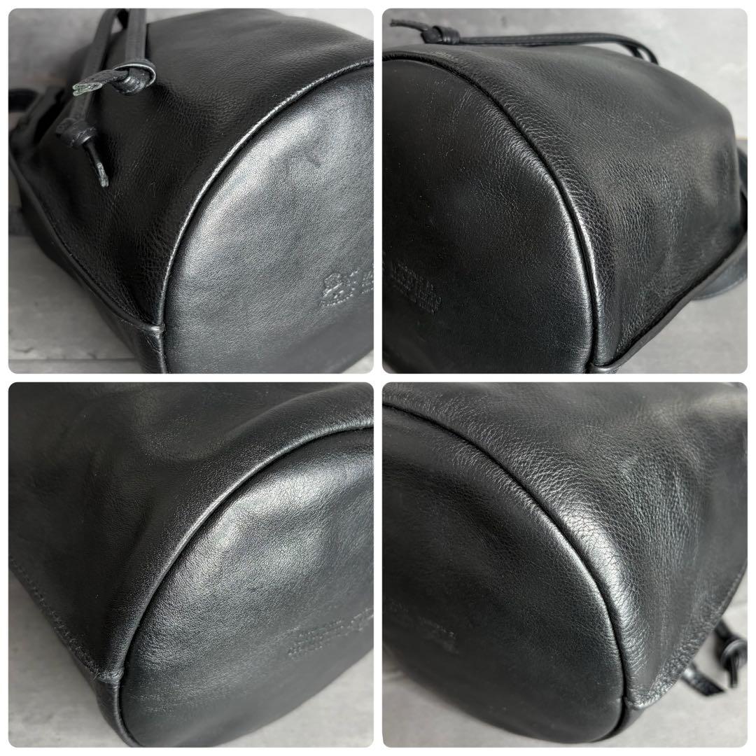 【極美品】イルビゾンテ 本革 ショルダーバッグ クロスボディ 巾着 オールレザー