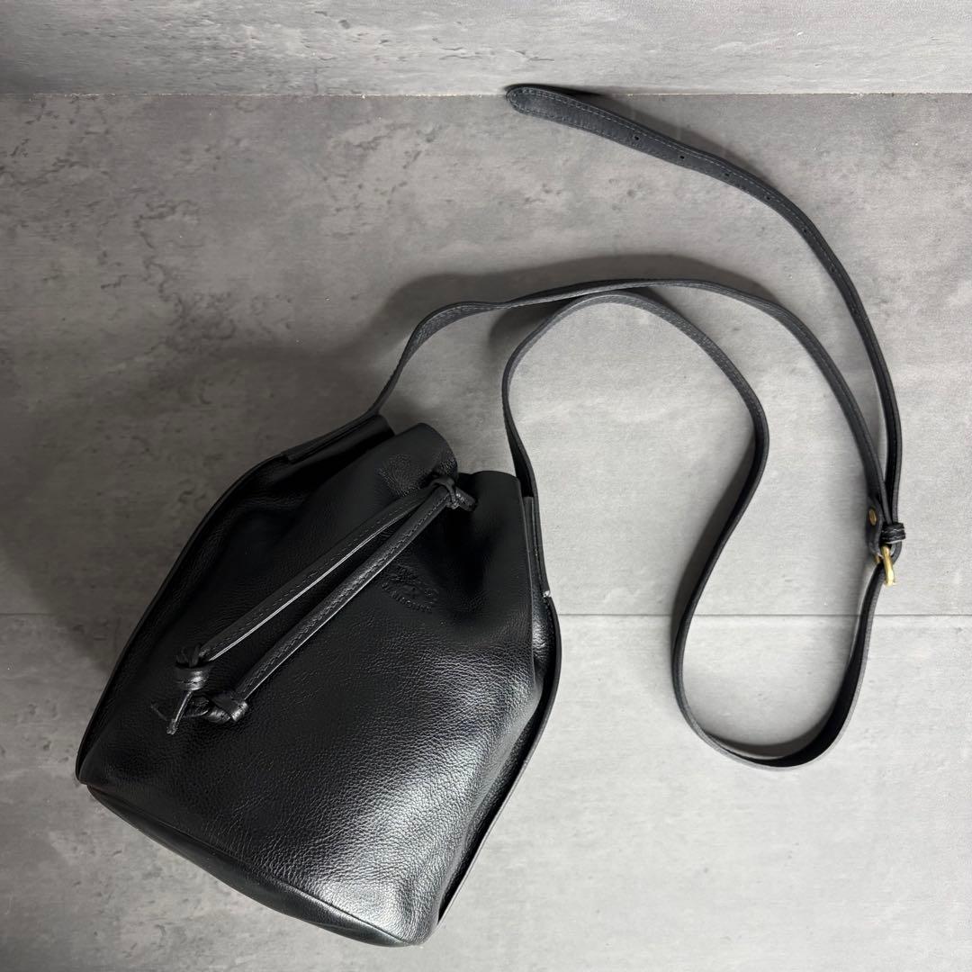 【極美品】イルビゾンテ 本革 ショルダーバッグ クロスボディ 巾着 オールレザー