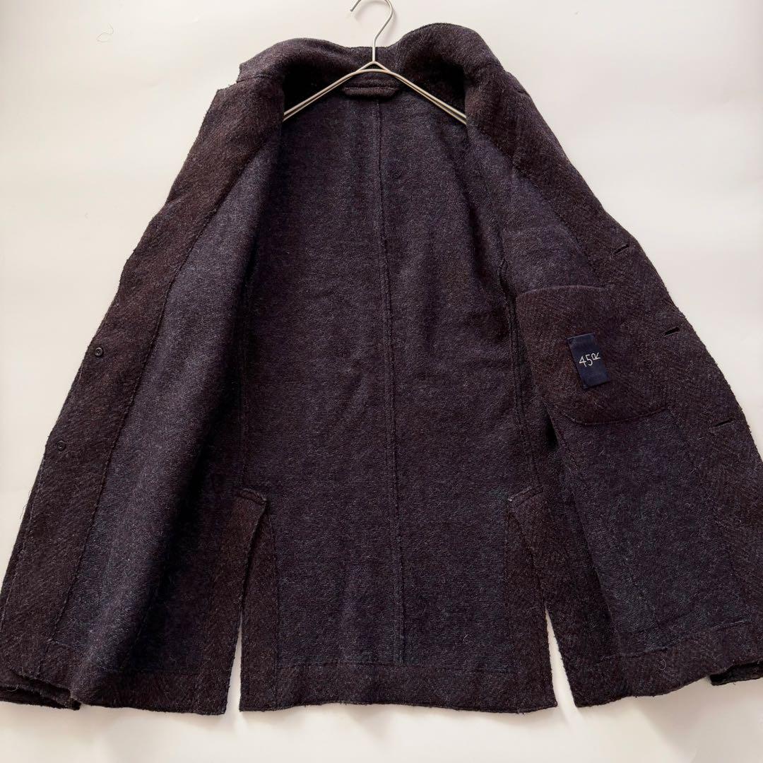 現行✨️45R シェットランドニット テーラードジャケット ヘリンボーン R刺繍