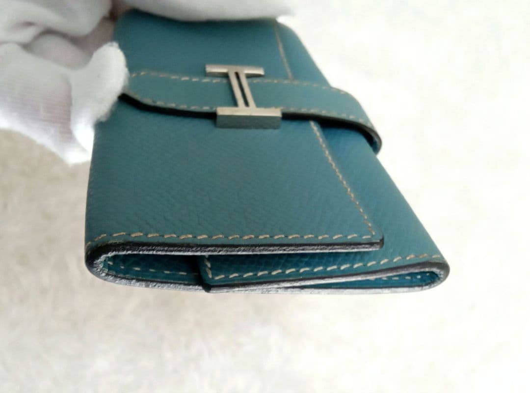 HERMES レザーキーケース6連 □J 青 ブルー ユニセックス