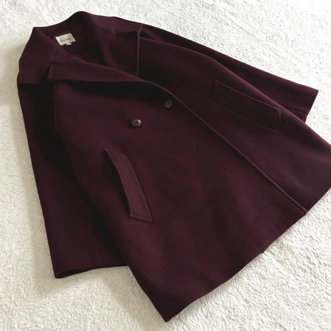 美品 スティーブンアラン 大襟 ウールコート ミドル丈 ダブルブレスト 日本製