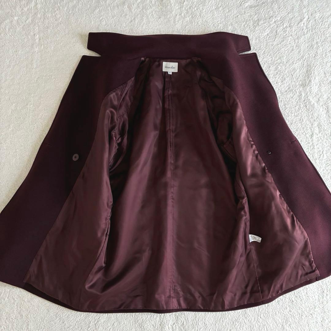 美品 スティーブンアラン 大襟 ウールコート ミドル丈 ダブルブレスト 日本製