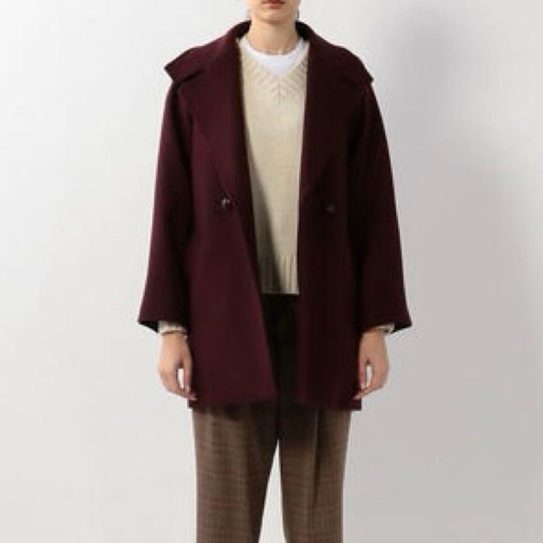 美品 スティーブンアラン 大襟 ウールコート ミドル丈 ダブルブレスト 日本製