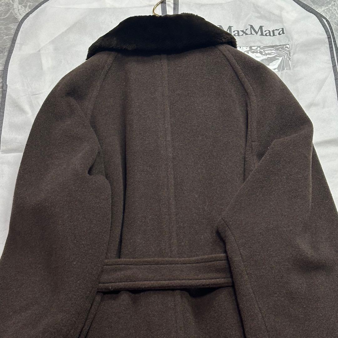 2L♡マックスマーラ　ベルテッドコート　ファー襟　ブラウン