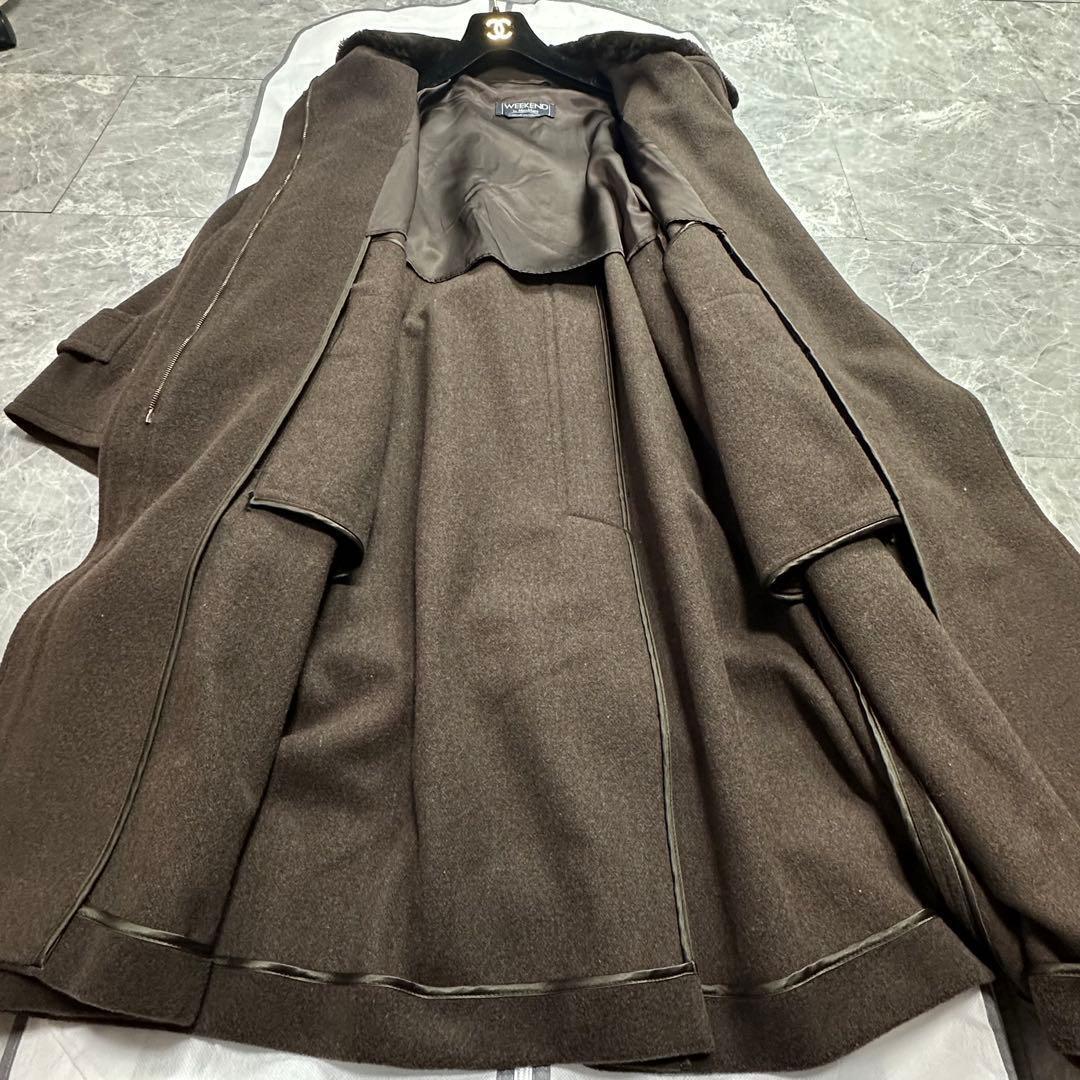 2L♡マックスマーラ　ベルテッドコート　ファー襟　ブラウン