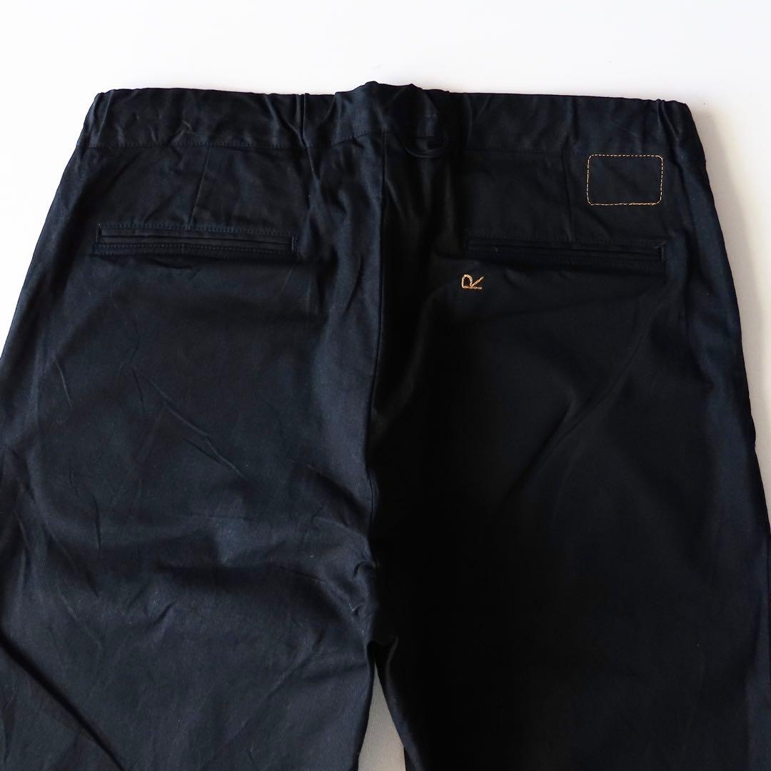 美品 45R うす高密度ギャバのイージースラックス 2 インディゴ 影色納戸