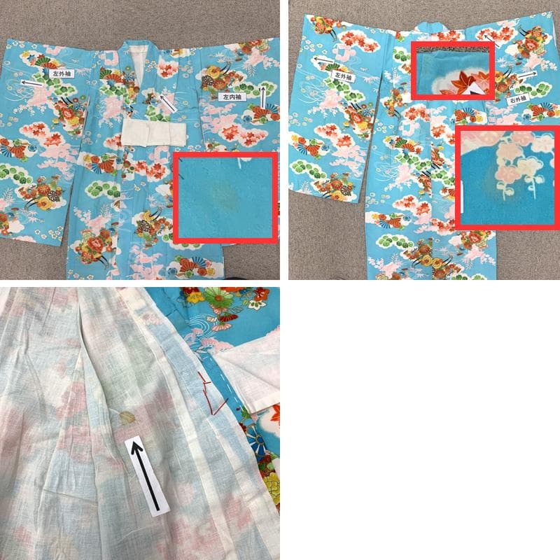 504ag17□七五三 七歳 セミアンティーク 女児 着物&袋帯&長襦袢□