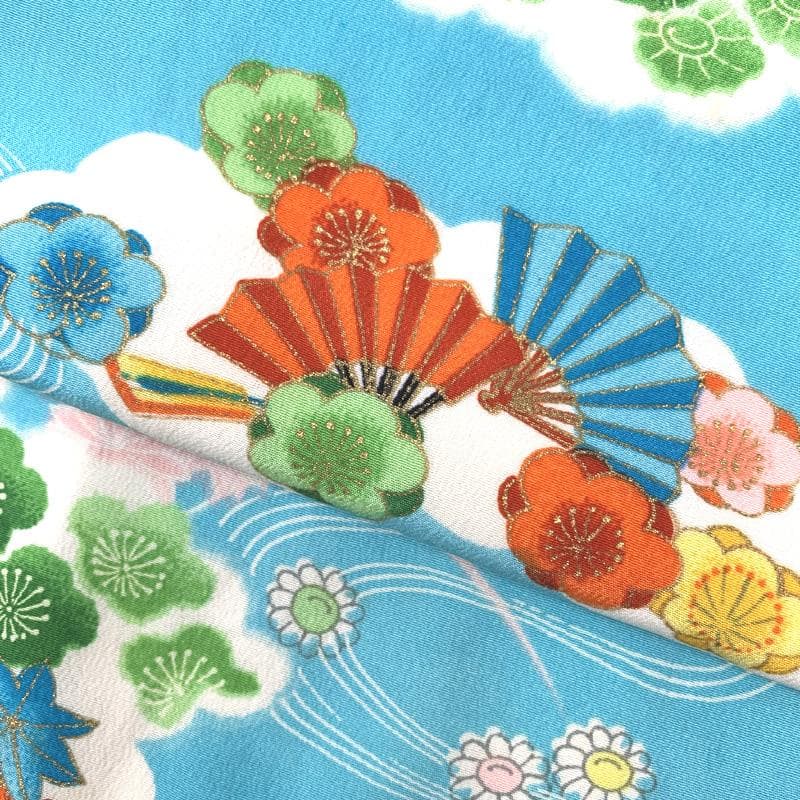 504ag17□七五三 七歳 セミアンティーク 女児 着物&袋帯&長襦袢□