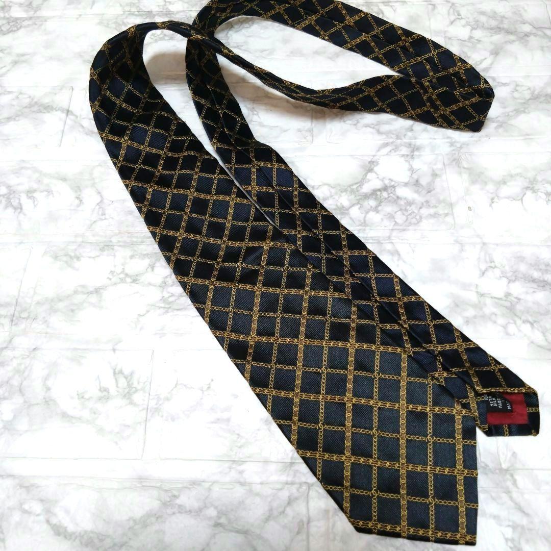 CHANEL シャネル ネクタイ ダークネイビー ゴールド ココマーク チェーン