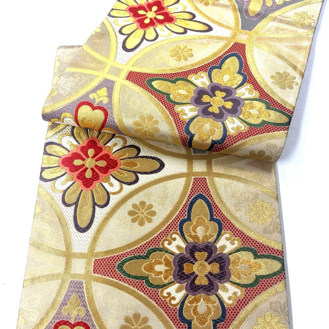 専用帯5143 4401 二点セット●高級 正絹 引箔 七宝華文 六通 袋帯