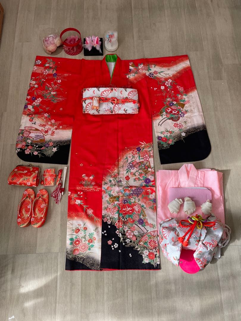 七五三　7歳　女の子　着物と小物セット