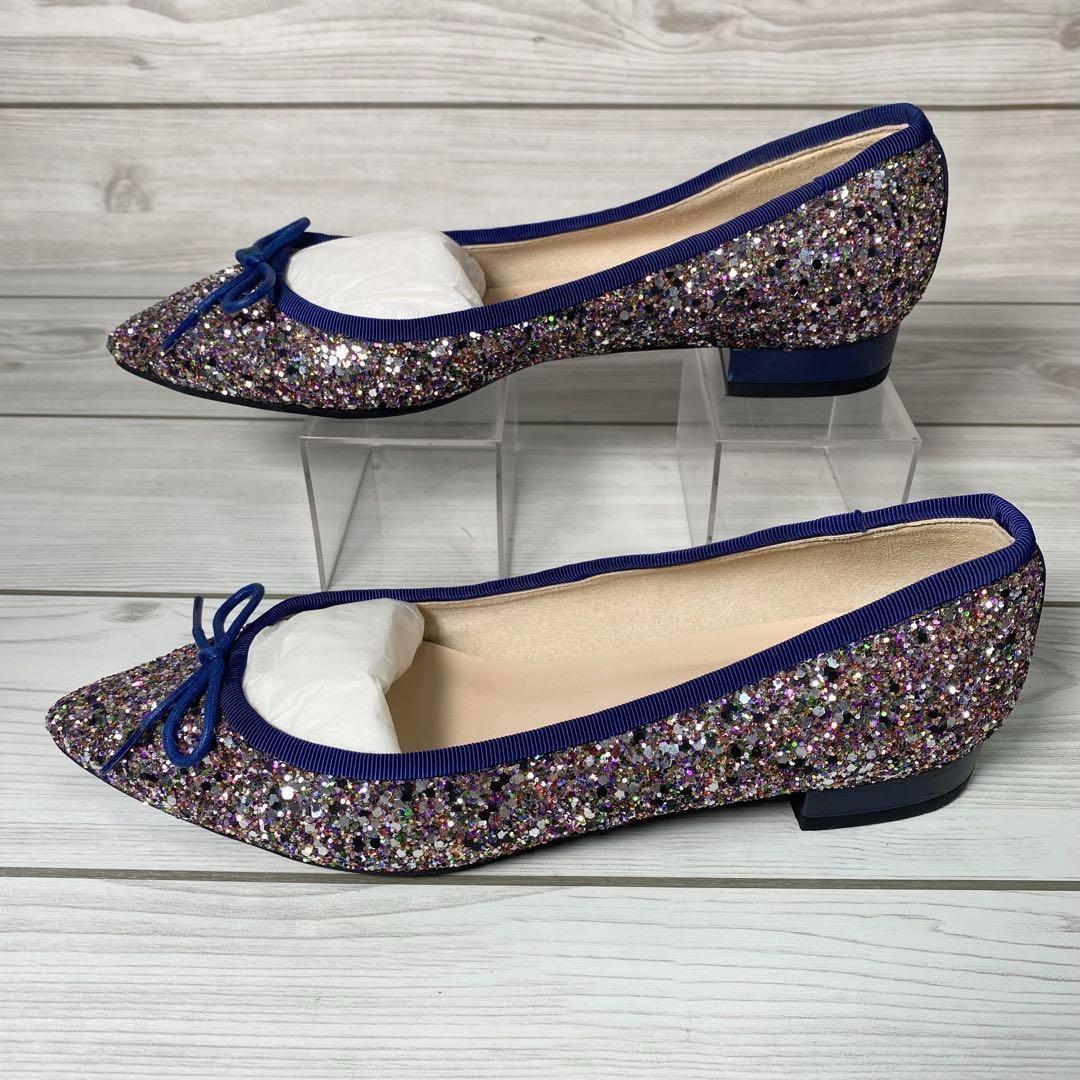 1119【極美品】DIANA ダイアナ グリッター フラット パンプス 23