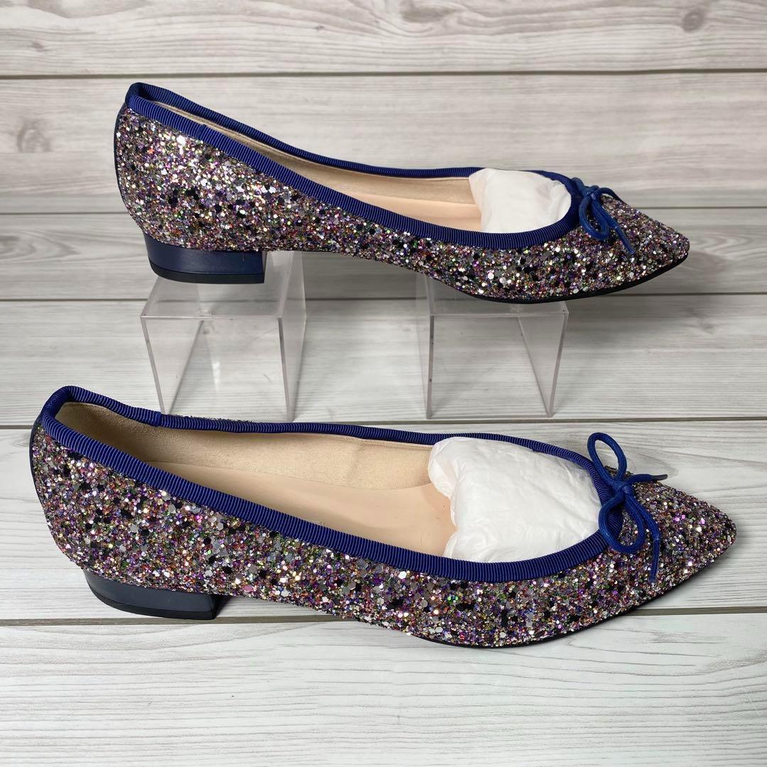 1119【極美品】DIANA ダイアナ グリッター フラット パンプス 23