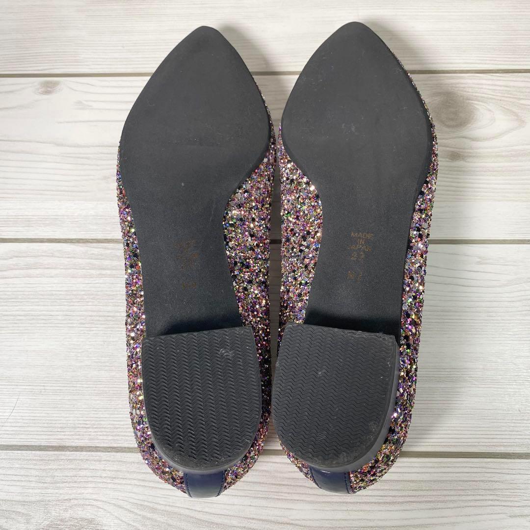 1119【極美品】DIANA ダイアナ グリッター フラット パンプス 23