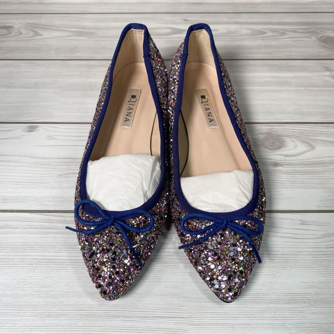 1119【極美品】DIANA ダイアナ グリッター フラット パンプス 23