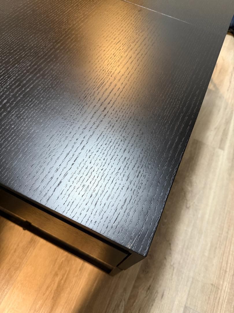 昇降式センターデスク ブラック 木製テーブル おしゃれ 引き出し 収納可能 高級