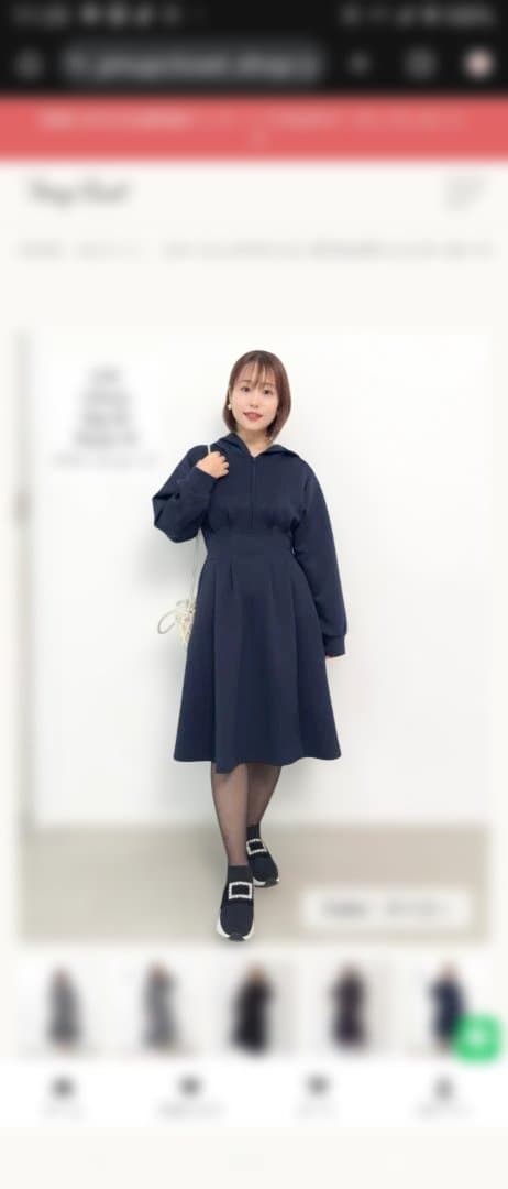 【ベーシックライン】ダブルポケットパーカーワンピ ネイビー