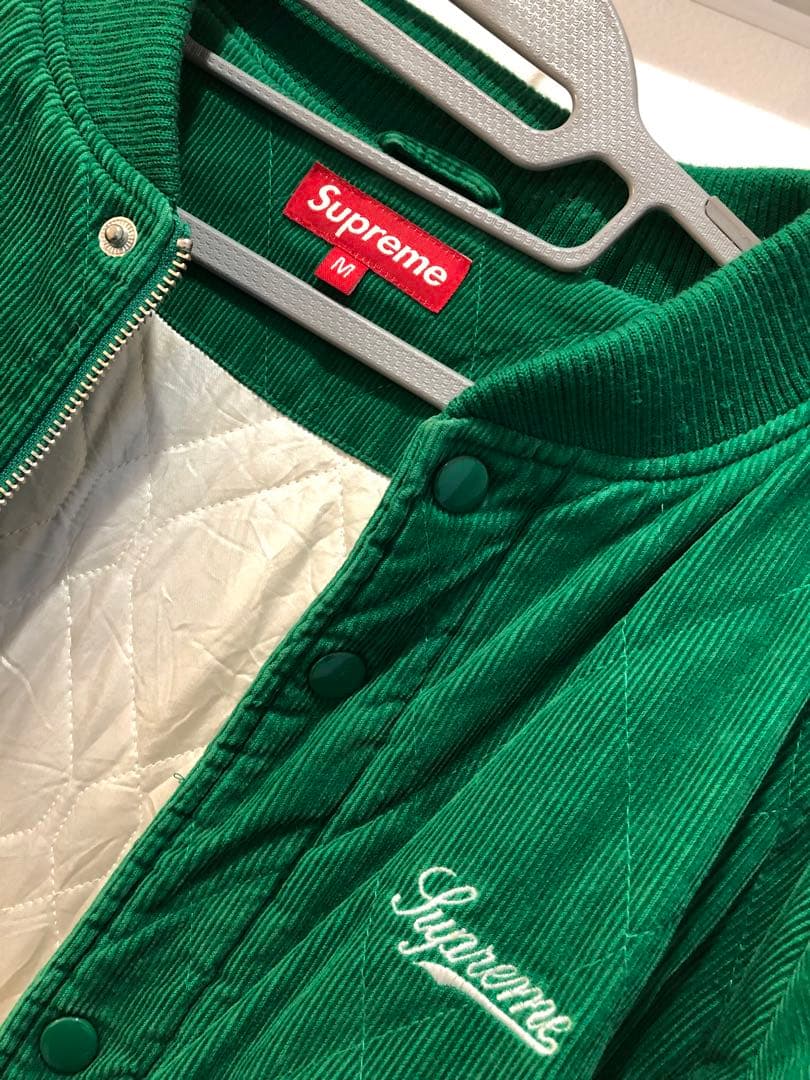 シュプリーム　グリーン コーデュロイ　キルティング スタジャン　Mサイズ