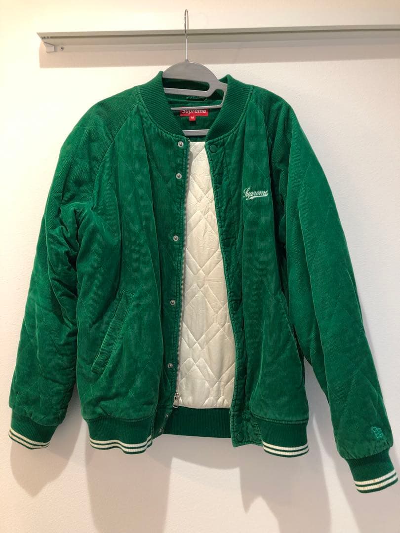 シュプリーム　グリーン コーデュロイ　キルティング スタジャン　Mサイズ