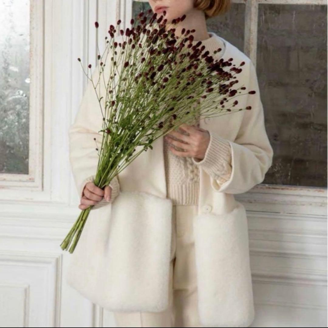 【美品】em. エムドット　裾ファーコート　ホワイト