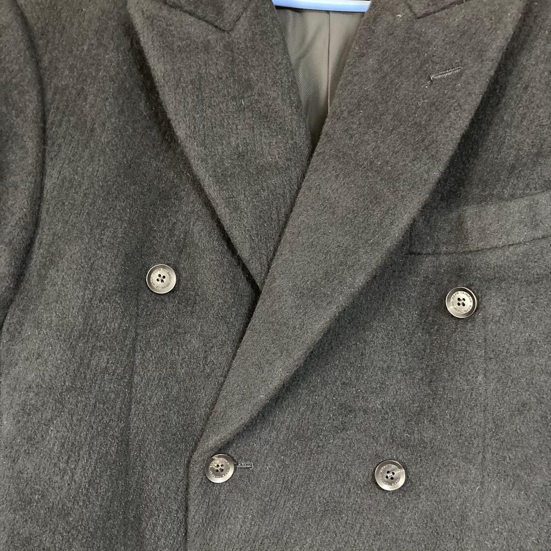 美品★メンズティノラス アンゴラ65％ ダブル ロングコート マキシ 日本製 黒