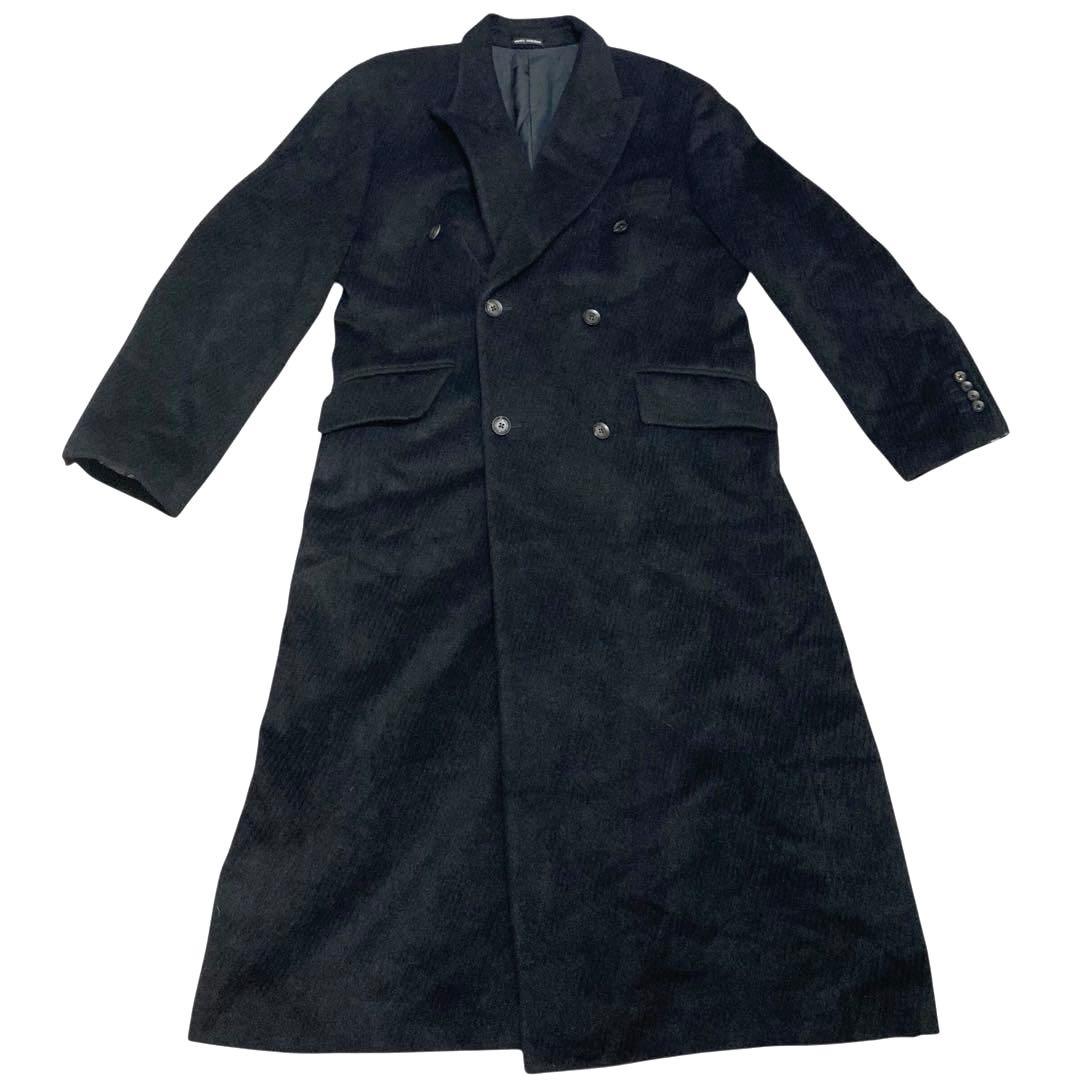 美品★メンズティノラス アンゴラ65％ ダブル ロングコート マキシ 日本製 黒