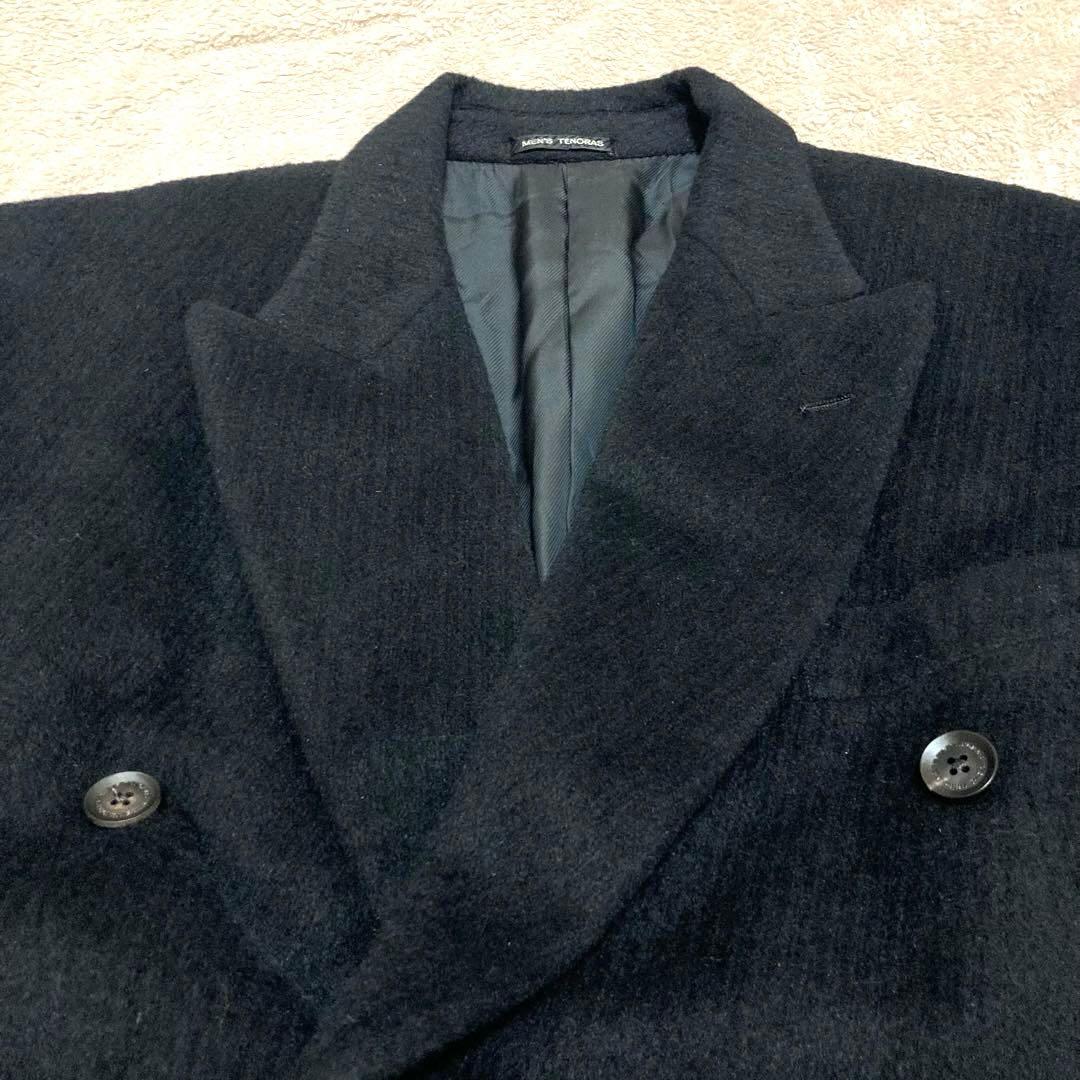 美品★メンズティノラス アンゴラ65％ ダブル ロングコート マキシ 日本製 黒
