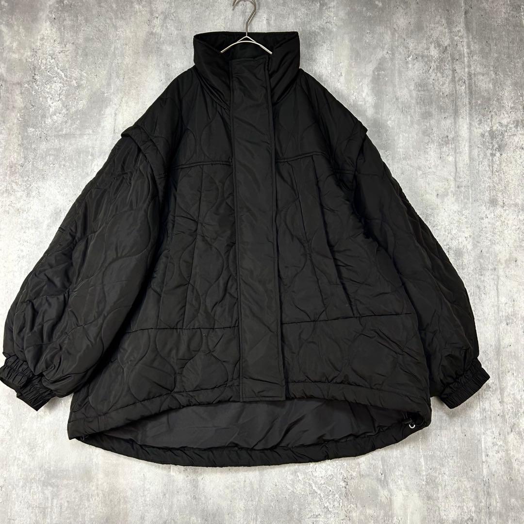 凵　CPCM　2way　キルティングモンスタージャケット　ベスト　 黒　長袖　冬