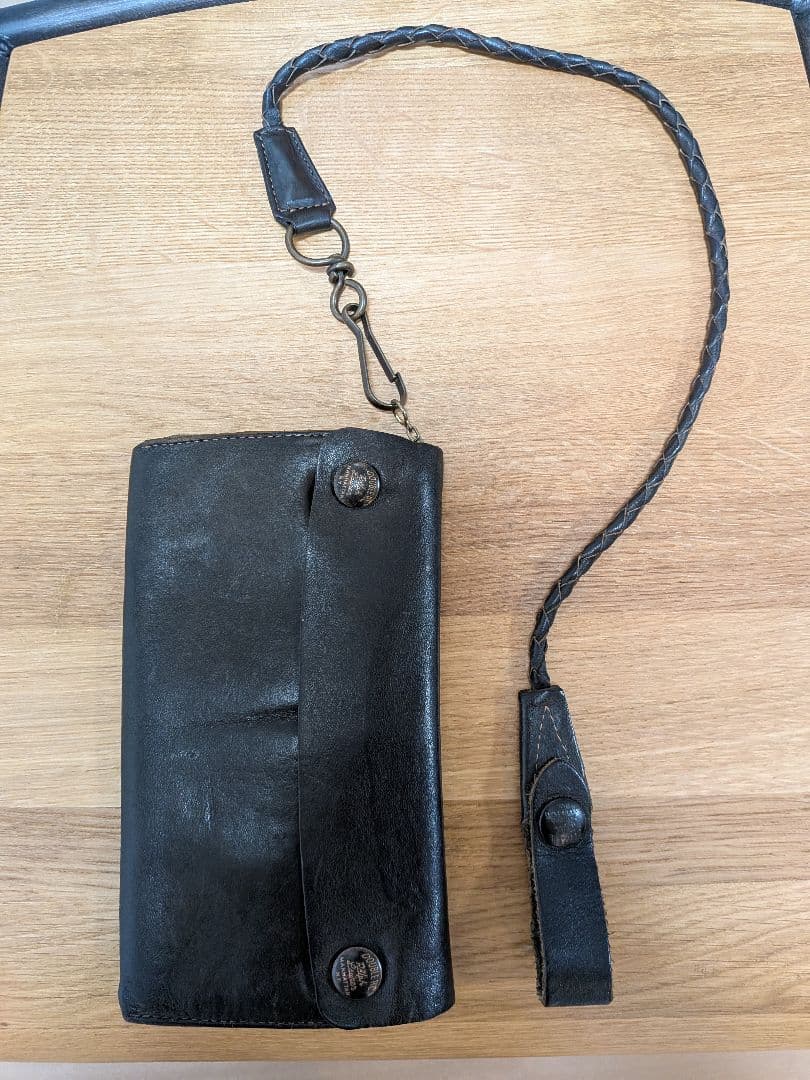 奈*三様 RRL 黒 レザー ウォレットチェーン