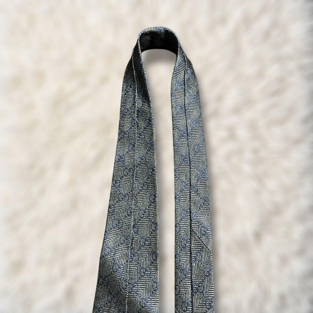 【美品✨】グッチ ヘリンボーン GG柄 インターロッキング 暗灰青 ジャガード