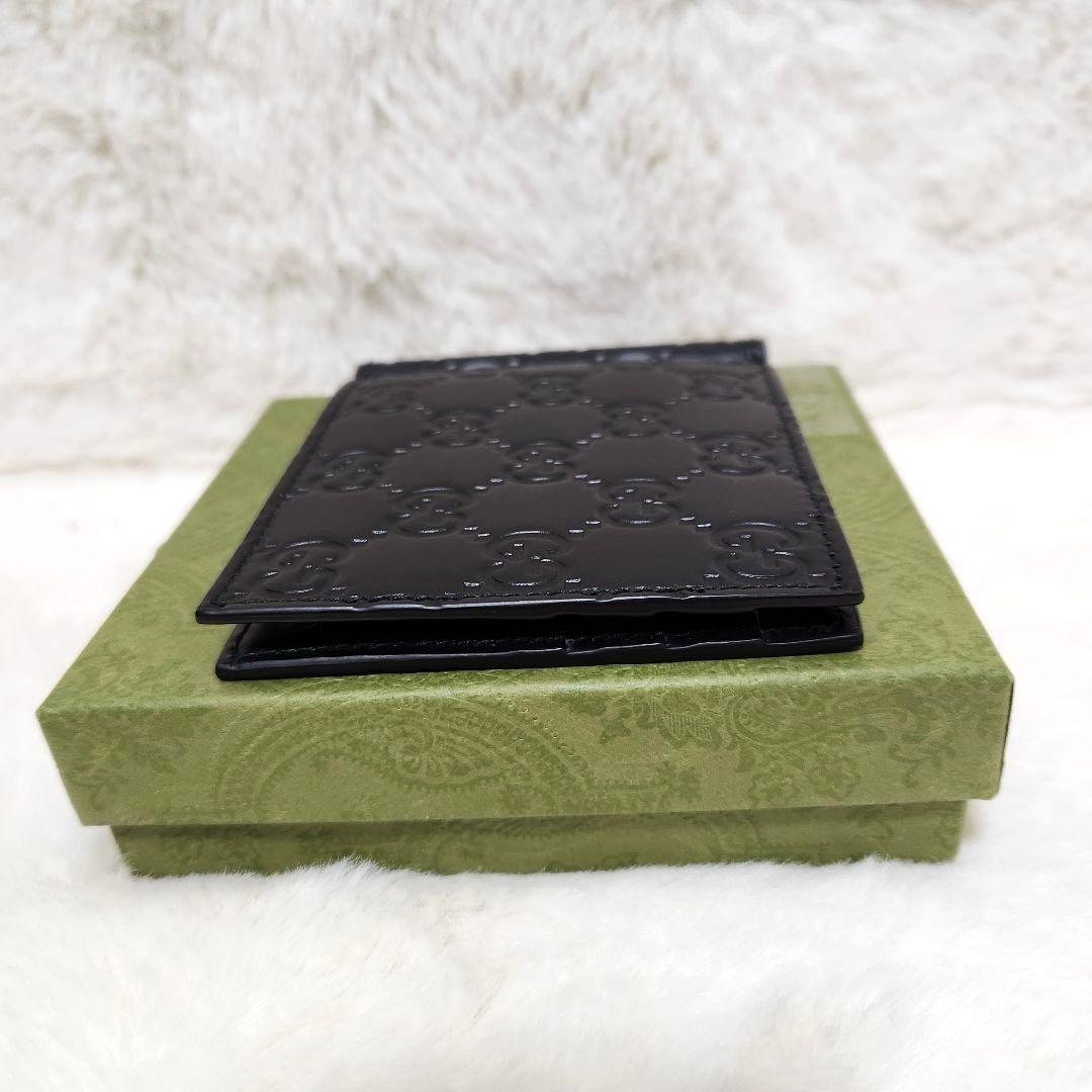 ✨新品未使用　付属品あり✨グッチ　マネークリップ　シマレザー　ブラック　GG