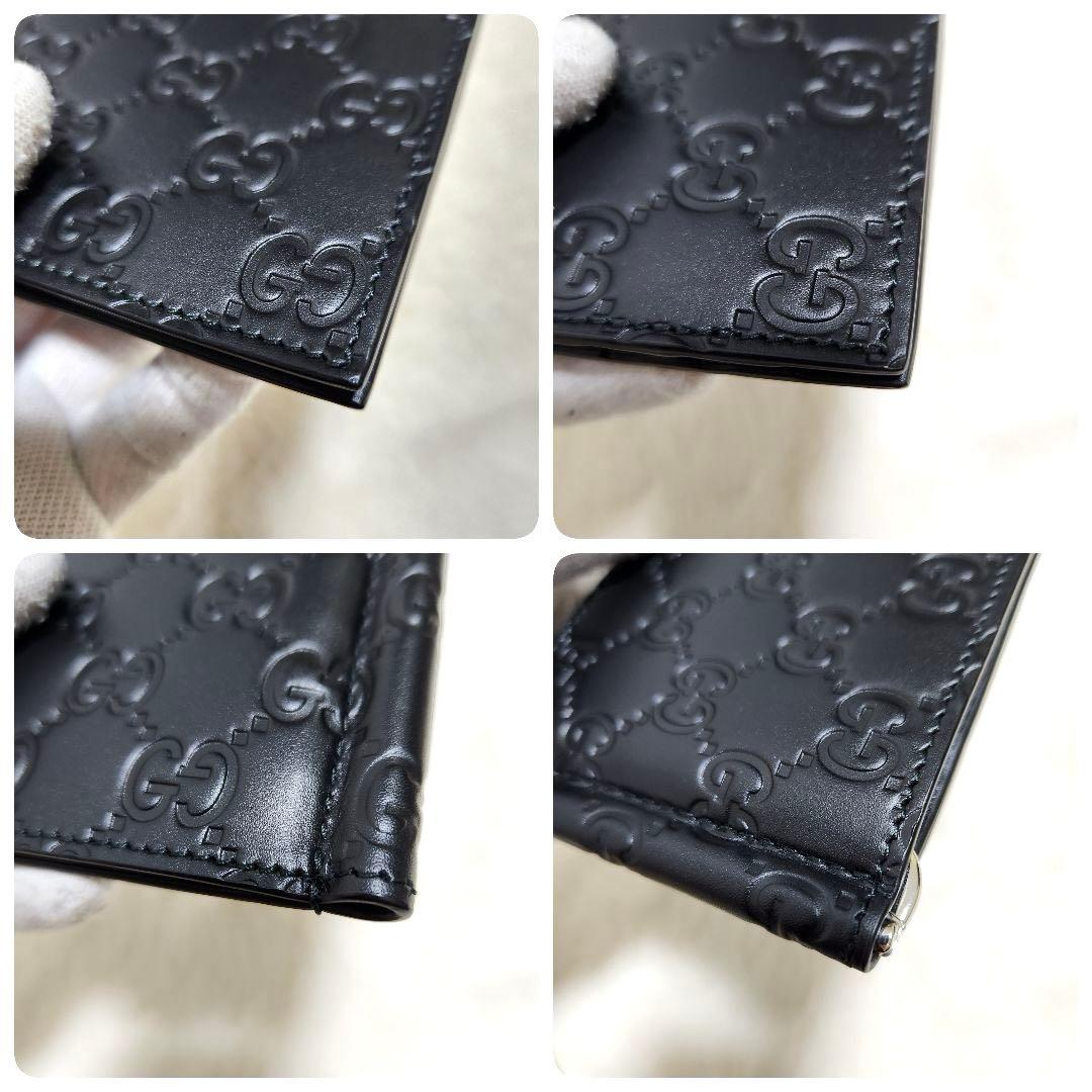 ✨新品未使用　付属品あり✨グッチ　マネークリップ　シマレザー　ブラック　GG