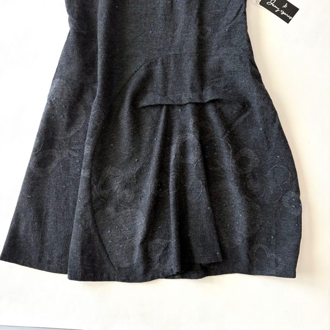 ■未使用品ジェニーギャルソンノースリーブ変形ワンピース ウール44グレー