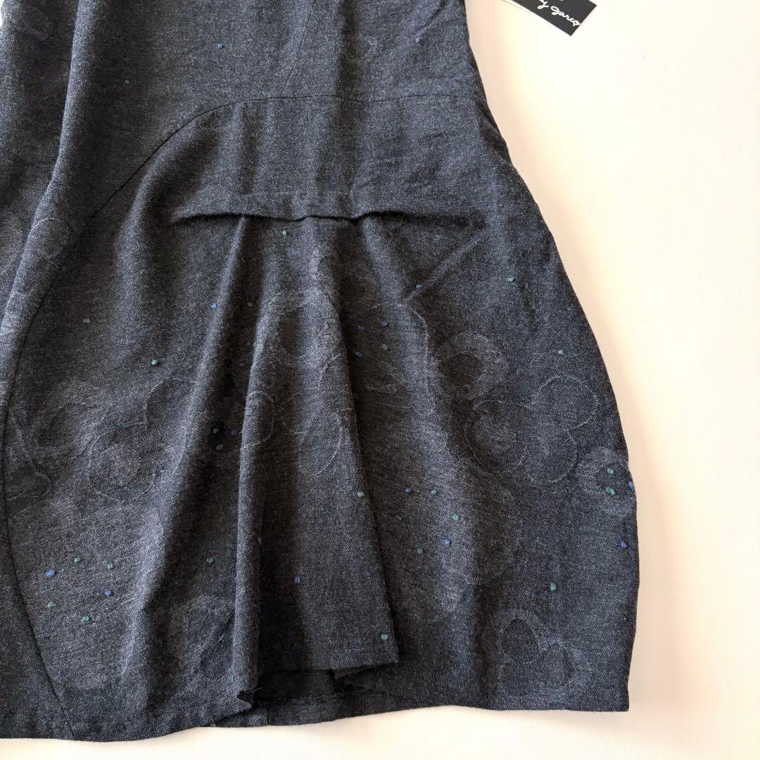 ■未使用品ジェニーギャルソンノースリーブ変形ワンピース ウール44グレー